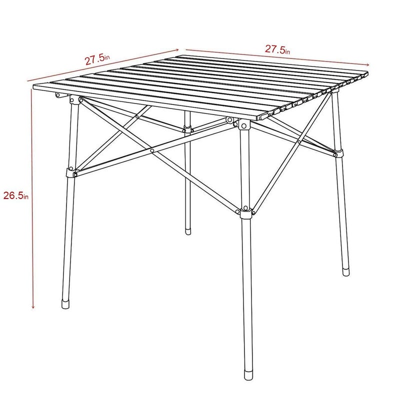 Portal Lightweight Aluminum Folding Square Table Roll Up Top 4 People Compact Table with Carry Bag for Camping, Picnic, Backyards, BBQ, Brown - Image 3